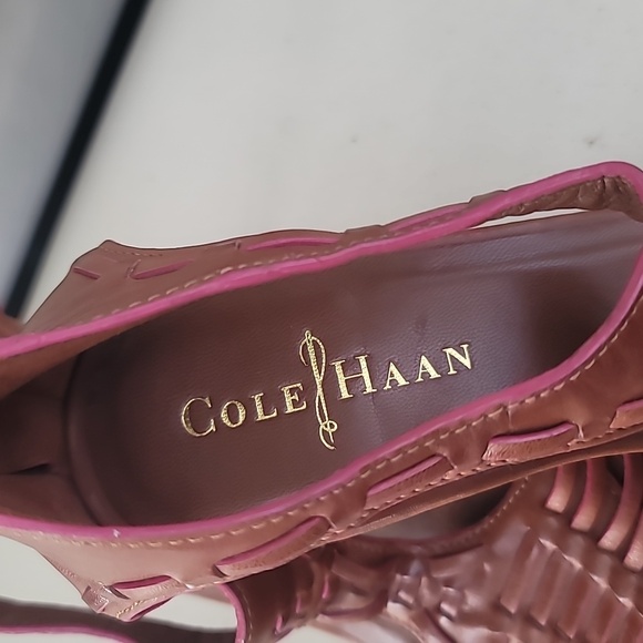 Cole Haan Womens Shoes 7B Brown Nike Air Strappy Sandals Heels Leather Career - Picture 4 of 8